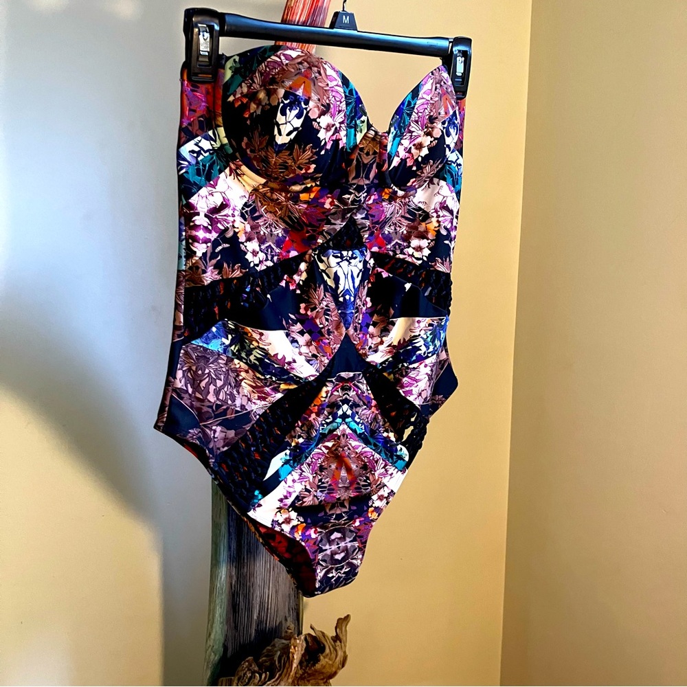 Beach Riot floral one piece swimsuit L